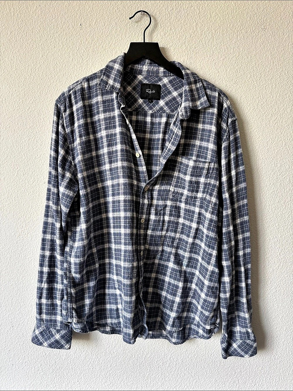 Rails Lennox Flannel Button Up Shirt Plaid Blue & White Large
